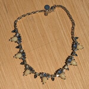 White House Black Market Necklace‎ Gold  Cream Stone Statement Fashion Jewelry